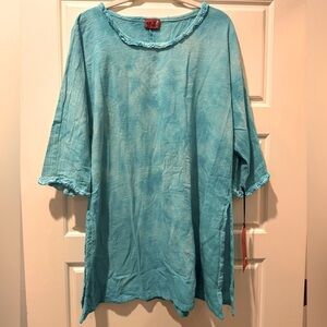 NWT Oh My Gauze! M (Size 2) Blue Tie Dye Suzi Washed Cotton Tunic
